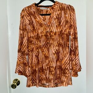 Notations | Women’s Blouse, Bell-Sleeve | Small | Stretchy | Brown-ish, tans